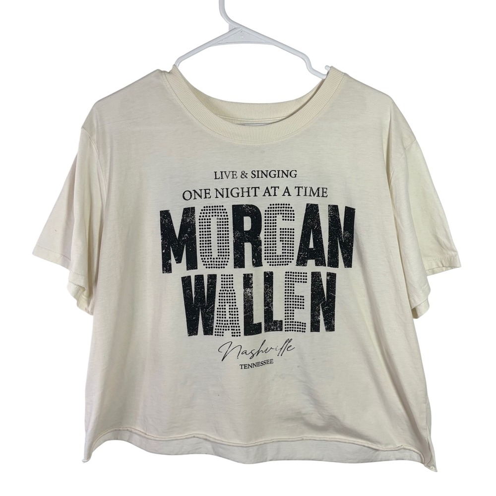 Maurices Morgan Wallen One Night At A Time Tour Graphic T-Shirt XL Cream Cropped